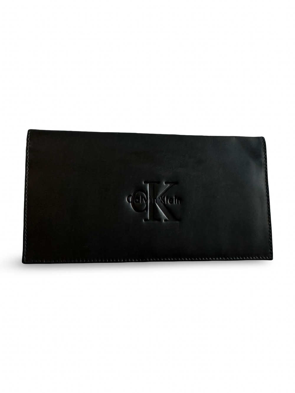 Calvin Klein Premium made in Spain Black Embossed Leather Long Wallet Unisex